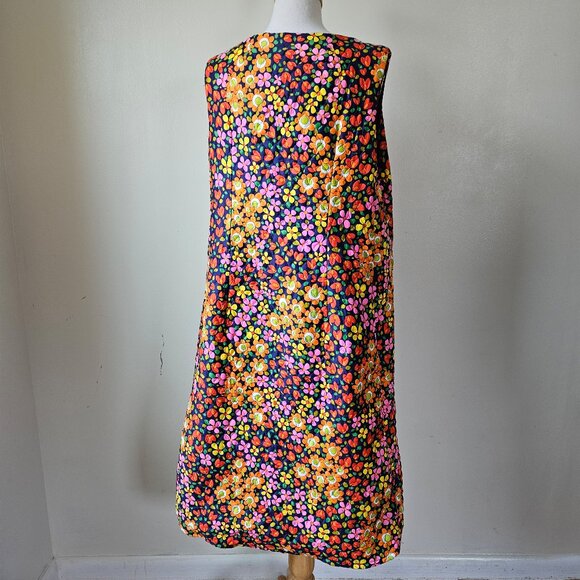 Vintage 70s Handmade Mod Floral Hippie Quilted Duster Vest Volup Plus Size XXL - Picture 5 of 6